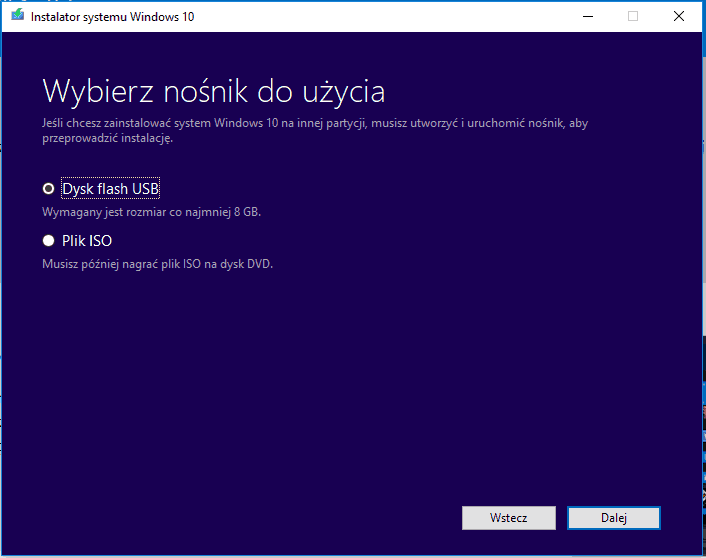 Nośnik Instalatora Windows 10