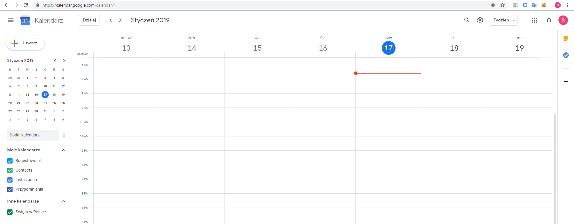 Kalendarz Google - Widok Ogólny - Komputer